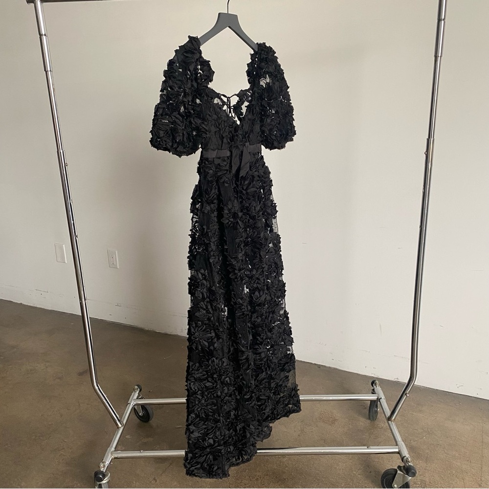 For Love and Lemons Black Floral Appliqué Maxi Dress NWT - Picture 7 of 14